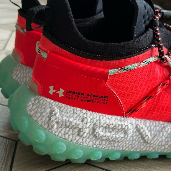 Under Armour Hovr Fat Tire Neon Red and Black Athletic Shoes - Picture 10 of 15